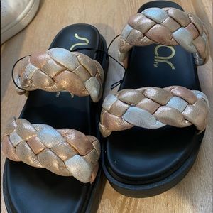 Metallic slides. Super cute and comfy!